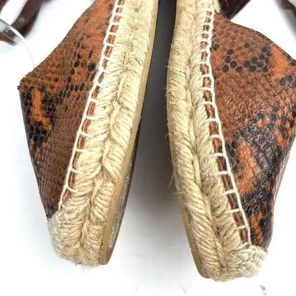 ASH Spain Rockstud Leather Suede Flat Espadrilles Brown Piton Print 37 US 6,5 - Picture 12 of 16